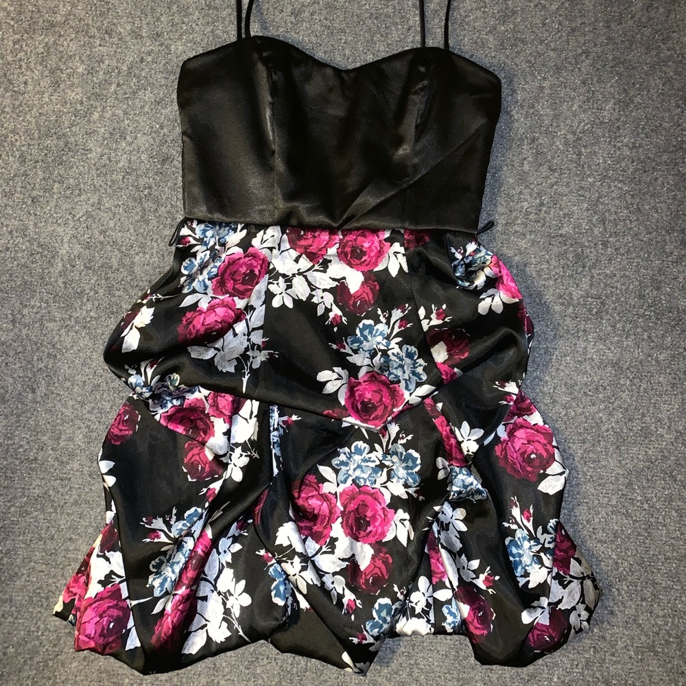 Black and floral silky dress